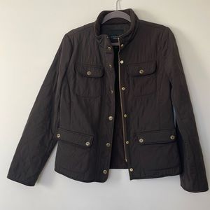 Talbots chocolate brown quilted jacket, size S